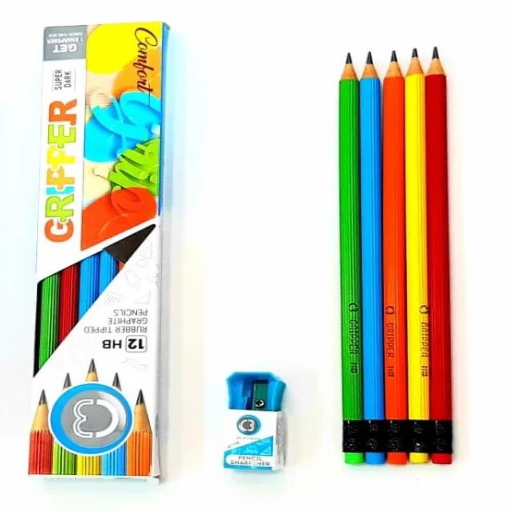 أقلام رصاص GriPper HB – علبة 12 قلم مع براية